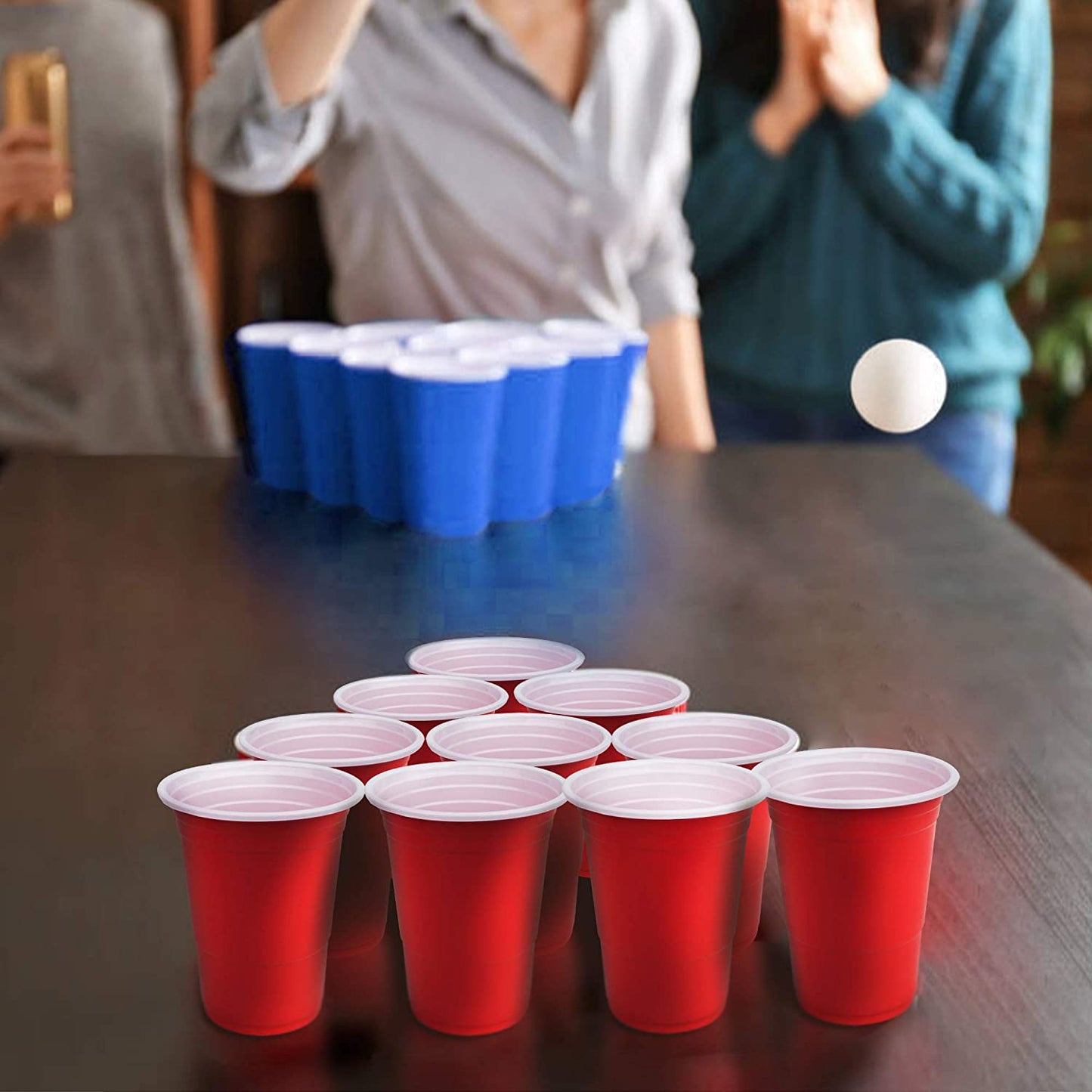 100+10 Beerpong Partybecher Beer Pong Becher 480ml /16OZ Bier Pong Party Becher | Wiederholbare Trinkbecher Camping Cocktail Bier Weihnachten Geburtstag Hochzeit