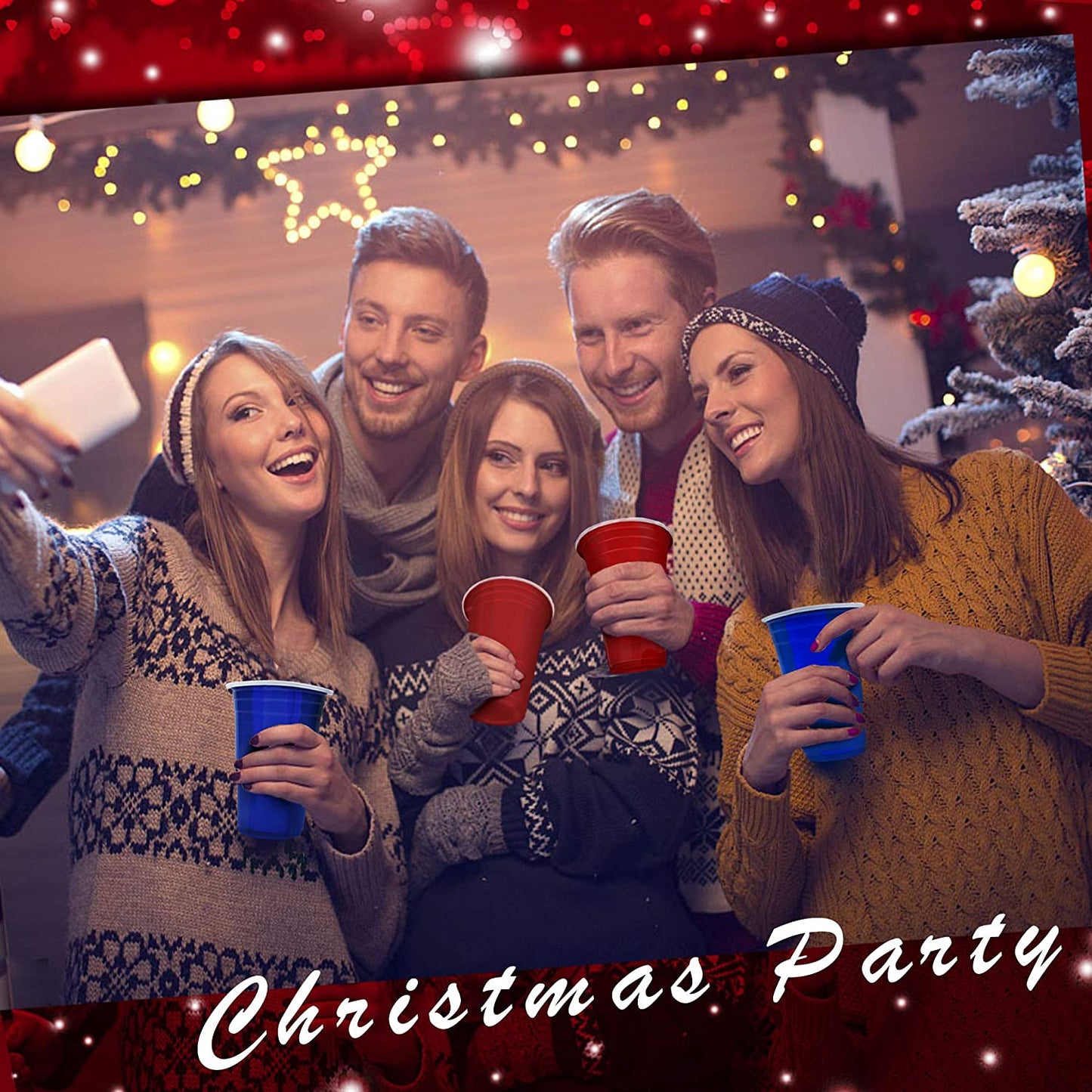100+10 Beerpong Partybecher Beer Pong Becher 480ml /16OZ Bier Pong Party Becher | Wiederholbare Trinkbecher Camping Cocktail Bier Weihnachten Geburtstag Hochzeit