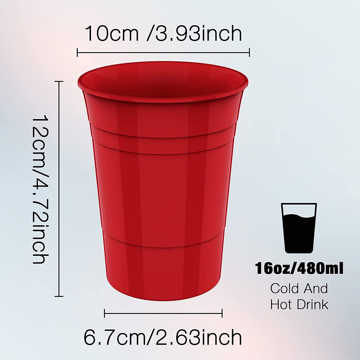 26 Becher Hartplastik, Partybecher Bruchfeste Wiederverwendbar,13 Rot + 13 Blaue Trinkbecher, 473 ml/16 OZ Tasse für Erwachsene Freunde Familie, Polypropylen (PP)