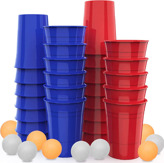 26 Becher Hartplastik, Partybecher Bruchfeste Wiederverwendbar,13 Rot + 13 Blaue Trinkbecher, 473 ml/16 OZ Tasse für Erwachsene Freunde Familie, Polypropylen (PP)